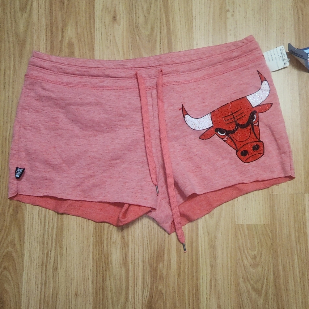 NBA For Her Chicago Bulls Rhinestone Short Shorts L NWT